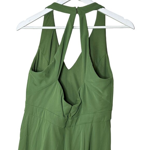 Dessy Collection V-Neck Backless Pleated Jumpsuit Vineyard Green Women 8R NWT - Picture 6 of 10